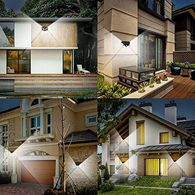 Solar Lights Outdoor 3 Modes 100 LED Solar Security Lights Wireless IP65 Waterproof Motion Sensor Lights Wall Lights Outdoor Lights for Front Door Backyard Garage Deck -4 Pack（Full 1200Mah）