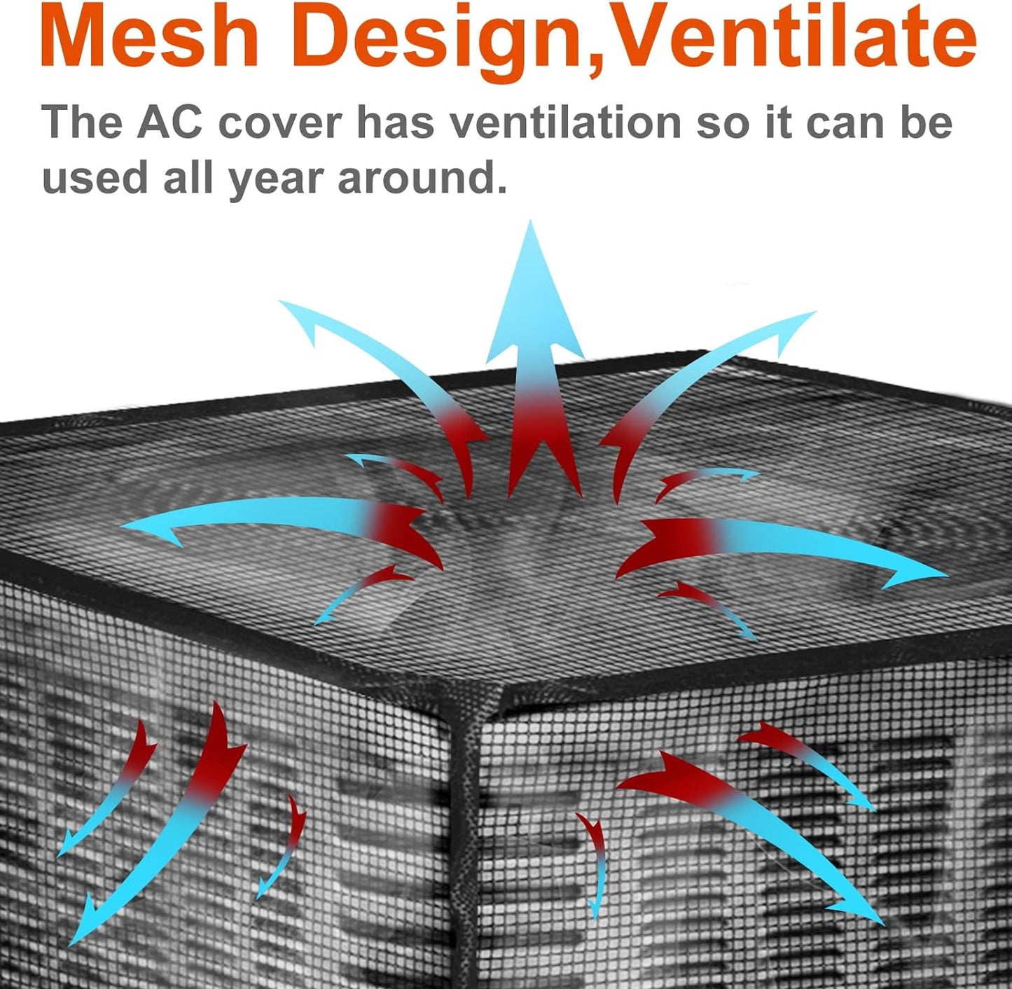 Outdoor Air Conditioner Cover, Mesh Air Conditioner Cover for outside Units, All Seasons AC Unit Cover AC Mesh Cover Protect from Clogging - Cottonwood, Leaves, Weeds (31.5" X 31.5" X 35.4")