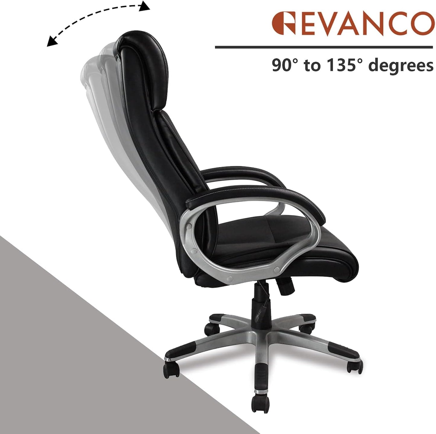 Executive Home Office Chair - Ergonomic Design, High Back Adjustable, Lumbar Support, PU Leather, for Manager Office, Home Office - Black