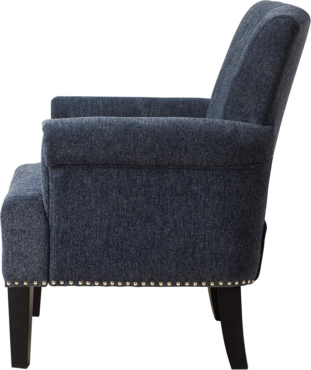 Accent Chair for Living Room, Sofa Single Chair Armchair with Tight Seat, Rivet Trim, Solid Wood Frame & Legs, 330Lbs Weight Capacity, 29" W X 24" D X 34.5" H (Navy Blue)