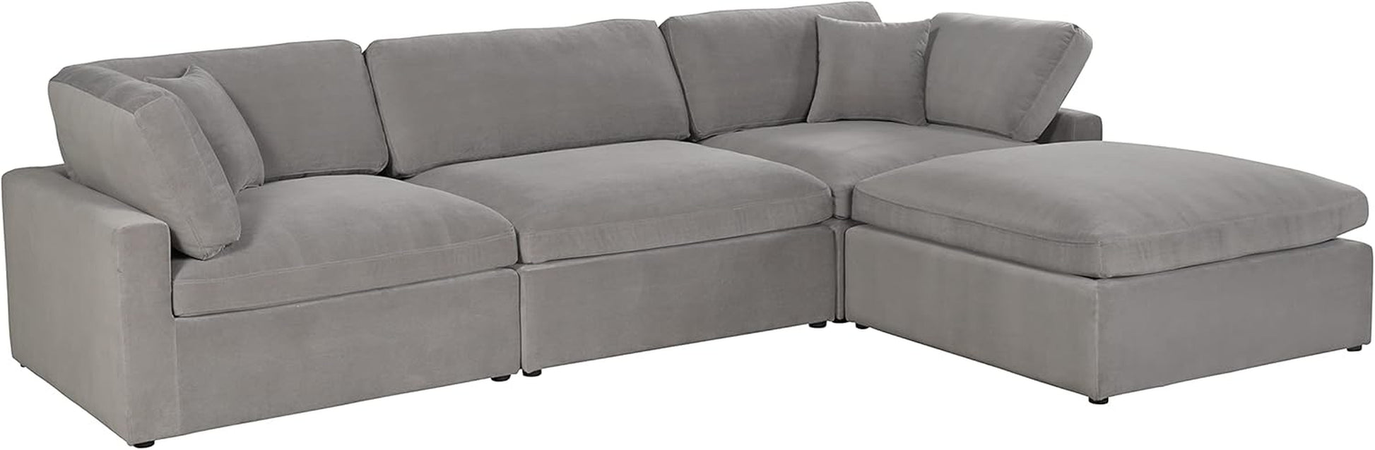 Rebecca Modern 6 Pcs Modular Living Room Velvet Sectional, Neutral Grey