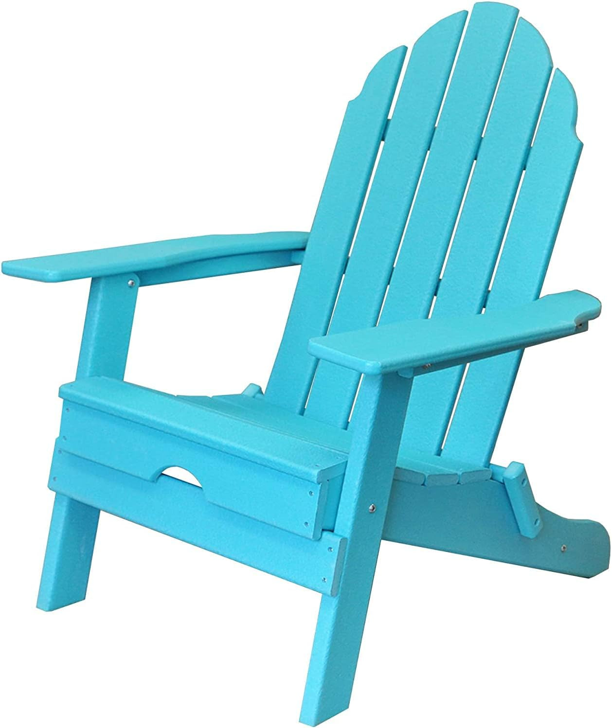 Folding Adirondack Chair, Premium All Weather Outdoor Patio Furniture, 20 Inch Wide Seat, up to 350 Lbs, Foldable Outdoor Patio Chairs, New Tradition Collection (Aqua Blue)