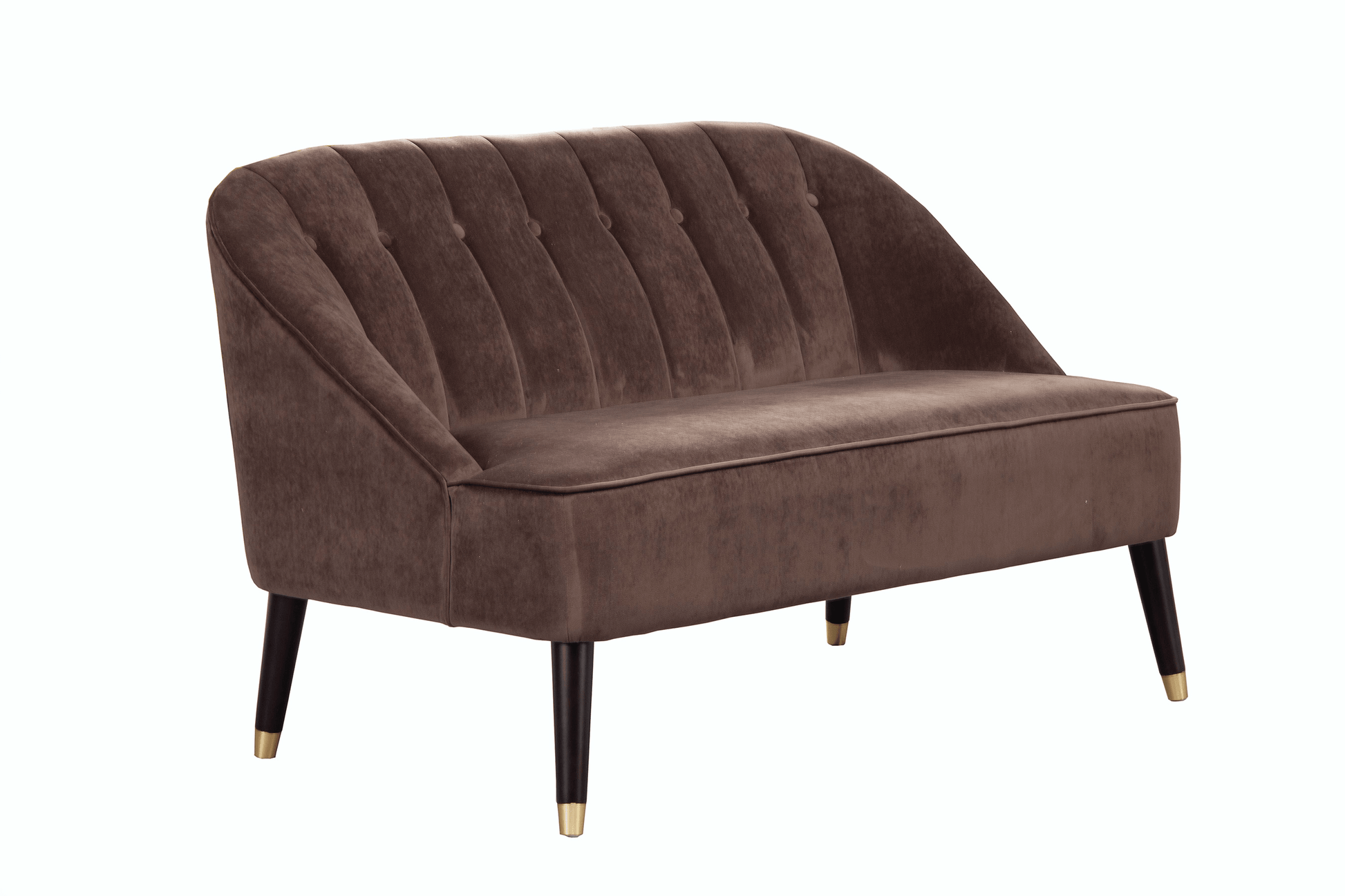 Deco Brown Button Tufted Upholstered Bench with Gold Feet