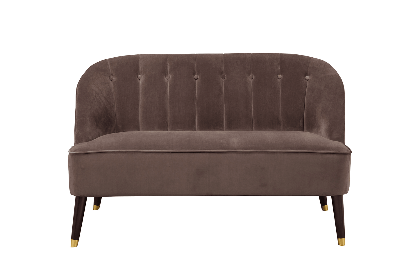 Deco Brown Button Tufted Upholstered Bench with Gold Feet