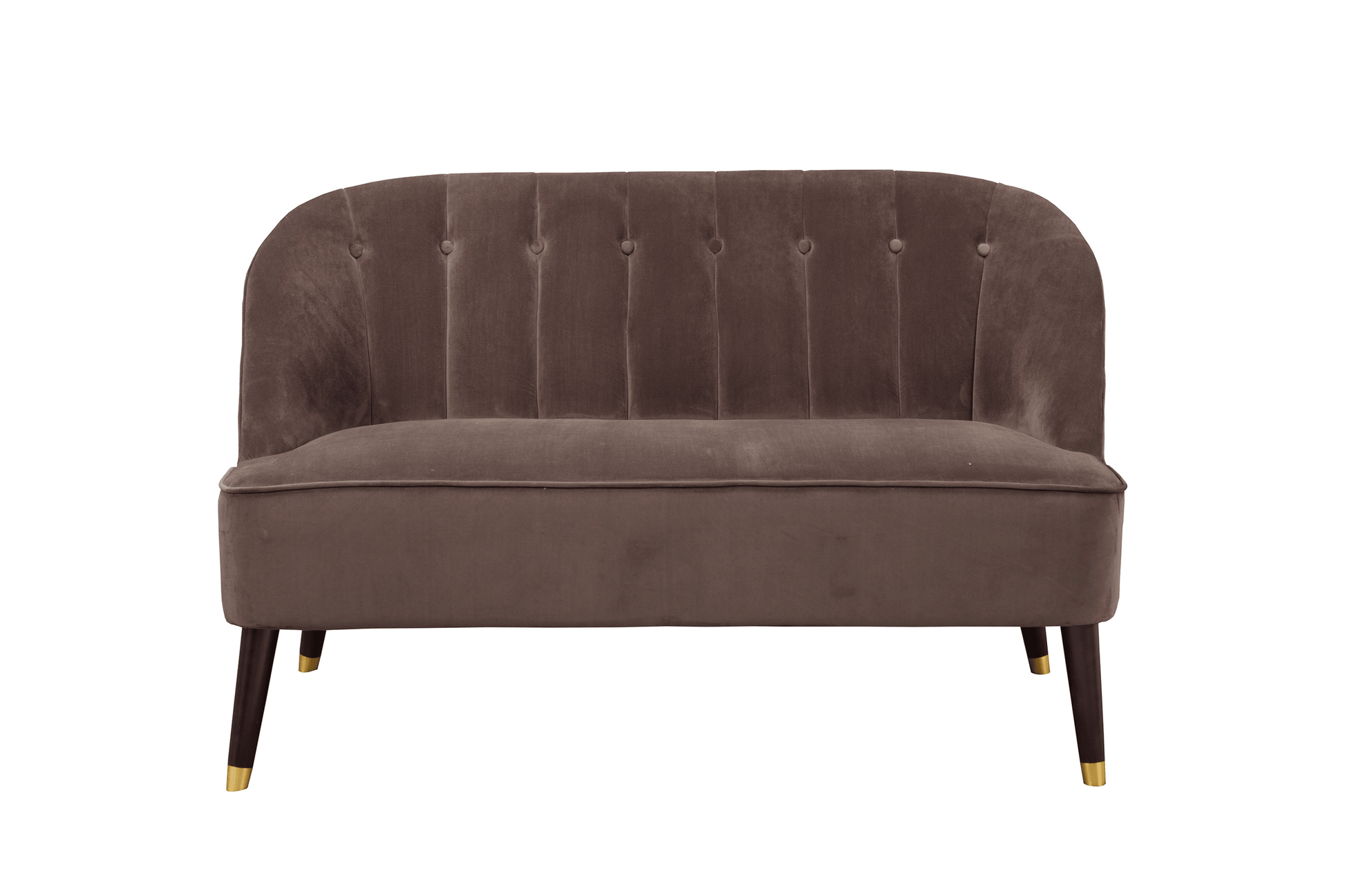 Deco Brown Button Tufted Upholstered Bench with Gold Feet