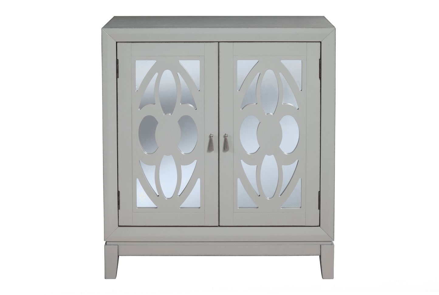 Clover 2-Door Mirrored Accent Cabinet with Decorative Pulls