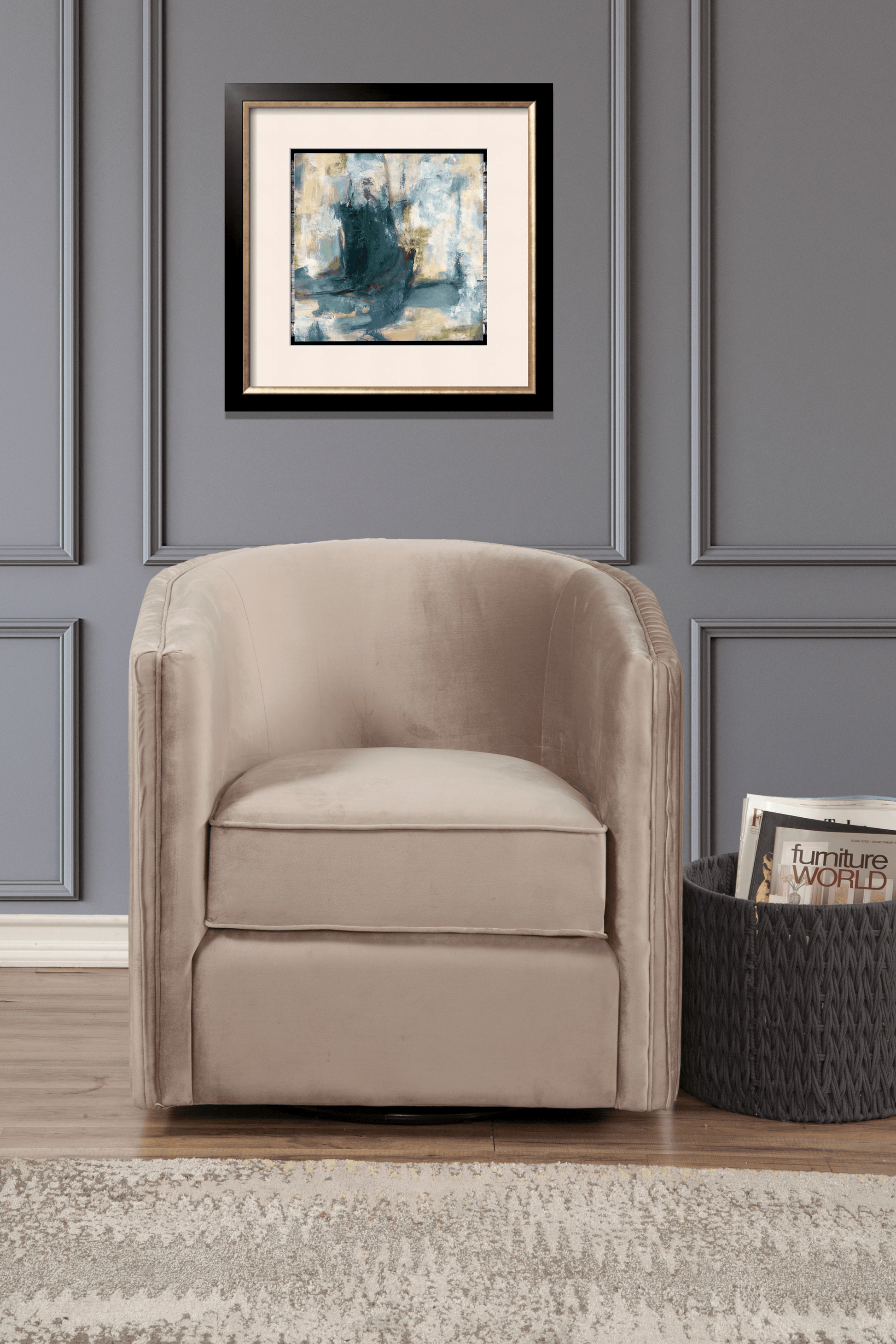 Maison Swivel Accent Chair in Light Gray Velour