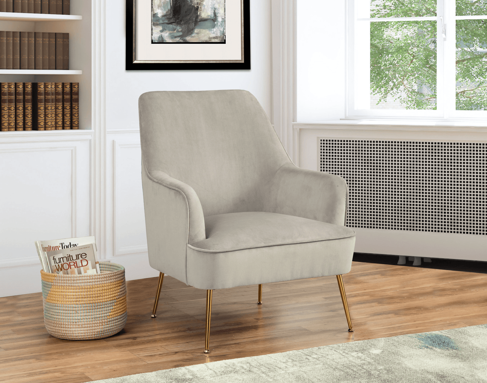 Rebecca Velvet Leisure Chair with Gold Legs