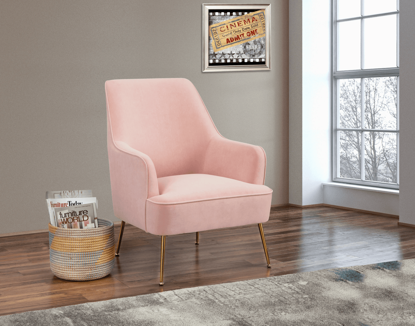 Rebecca Velvet Leisure Chair with Gold Legs