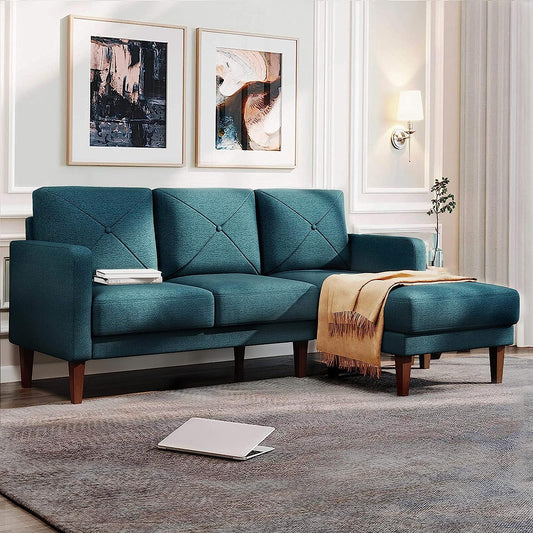 Convertible Sectional Sofa Couch with Chaise L Shaped Reversible Blue