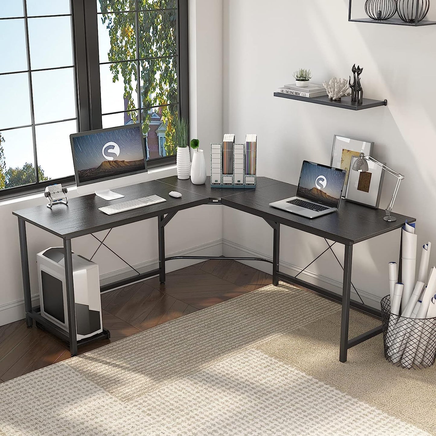 L Shaped Office Desk, L Desk Computer Corner Desk, 59 X 59 Inches Large L Shaped Desk for Home Office, Sturdy Writing Desk Writing Workstation Gaming Table