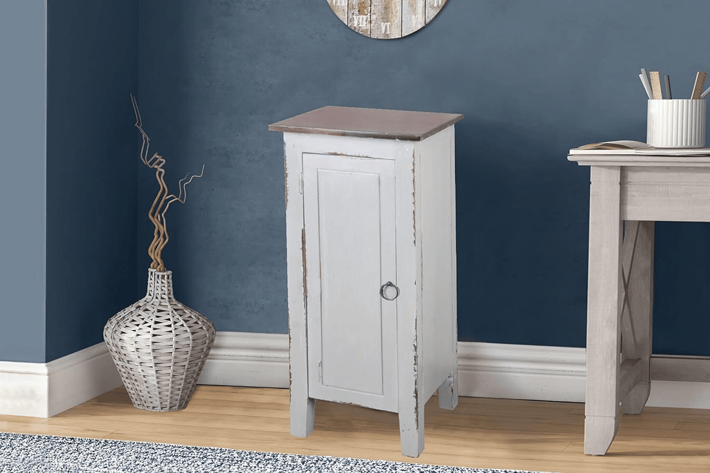 Sunset Trading Mid-19Th Century Inspired Distressed Gray Accent Cabinet