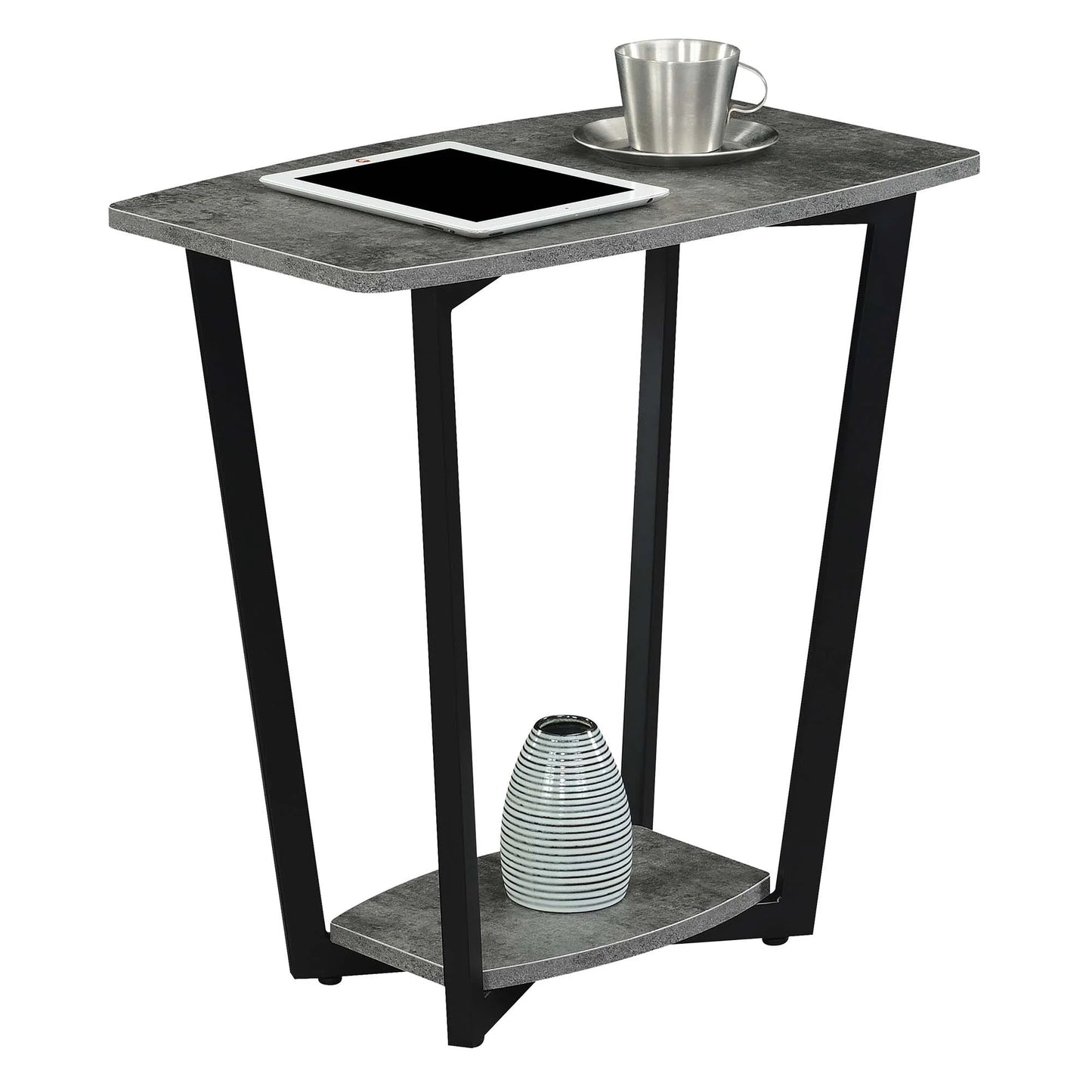 Graystone End Table with Shelf - Cement/Black