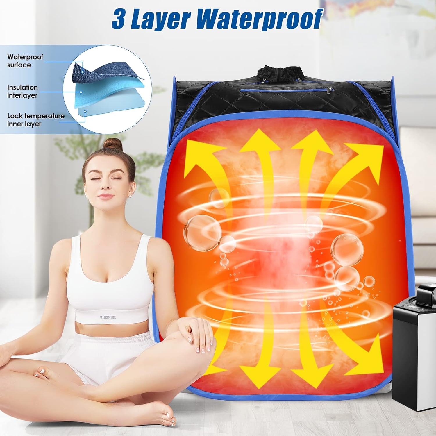 Portable Steam Sauna Full Body for Home Spa,Portable Sauna with Steamer 3L Personal Sauna at Home for Detox,Relaxation,Sports & Sweat Fast Heating Home Saunas with Remote Control,Fogger Option