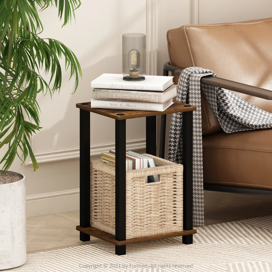 Simplistic End Table, Small, Amber Pine/Black