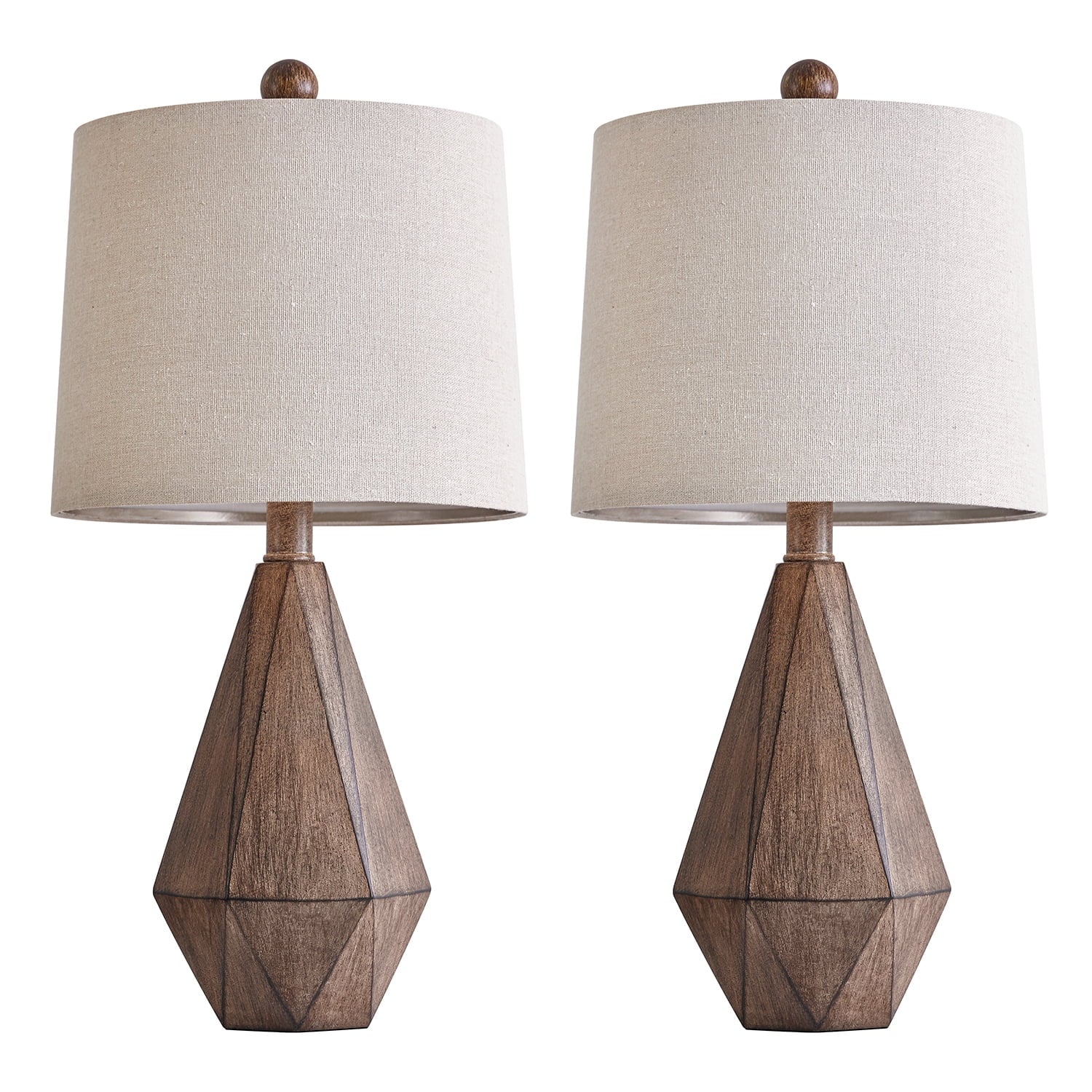 Rustic Retro Table Lamp Set of 2 for Bedroom Living Room 20.25" Farmhouse Nightstand Bedside Lamp Resin