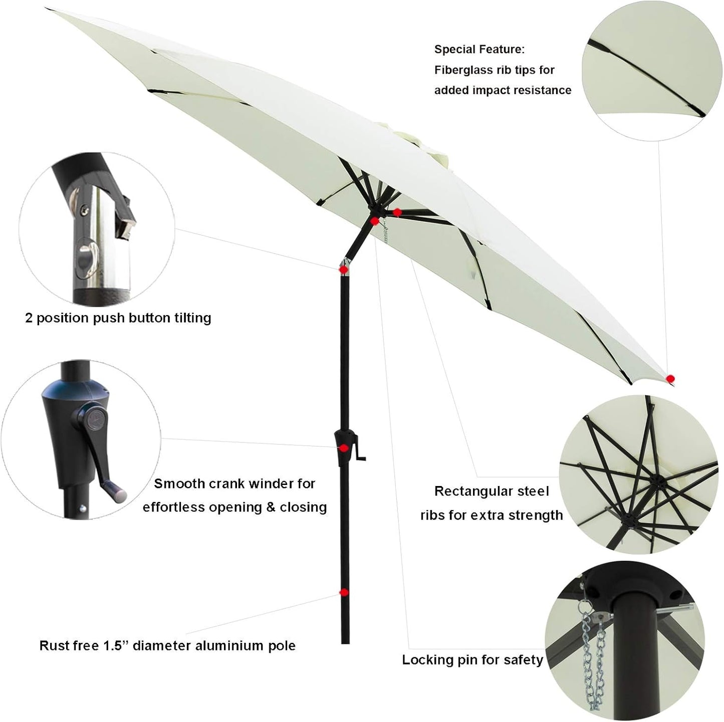 10 Ft Outdoor Patio Market Umbrella with Tilt