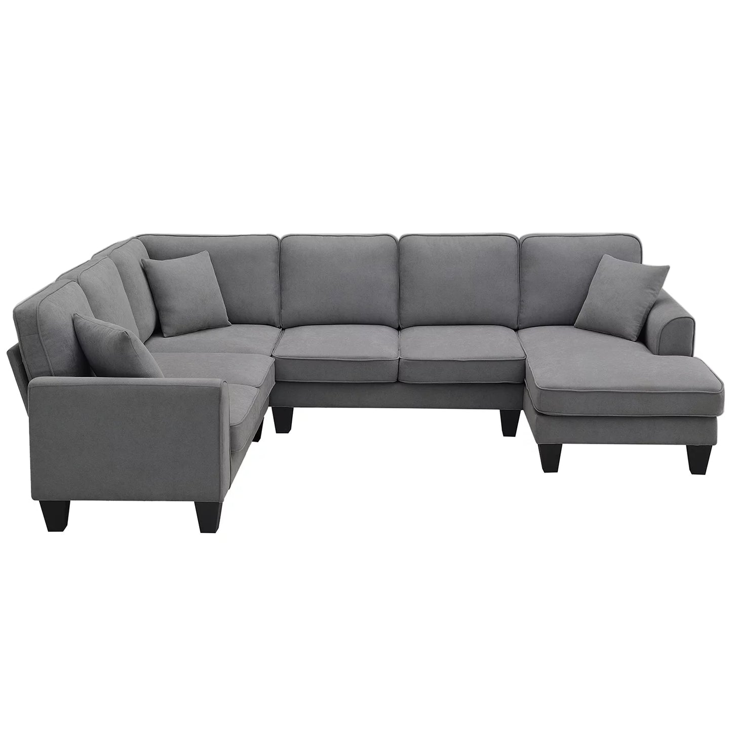 Convertible Modular Sectional Sofa with Chaise and Recliner,U Shaped Couch 7 Seat Fabric Sleeper Sofa for Living Room,Dark Gray