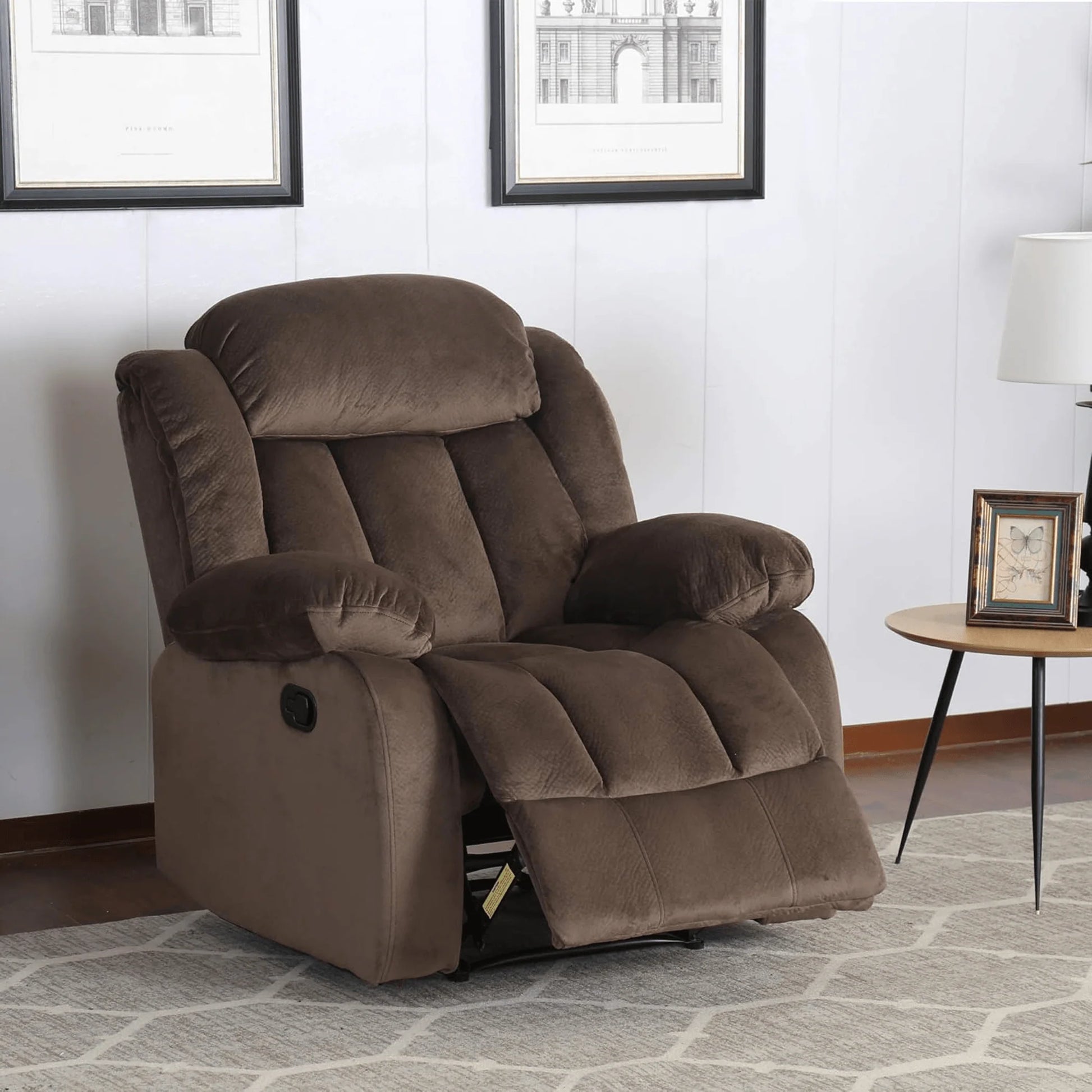 Sunset Trading Teddy Bear Manual Recliner Chair in Brown Fabric