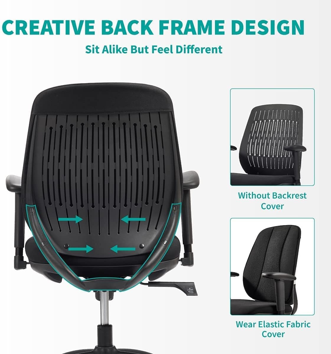 Home Office Chair, Ergonomic Mid Back Chair with Adjust Up-Down Armrest & Back Support, Computer Task Study Chair with Removable Backrest Cover, Tilt Function and Adjustable Height, Black