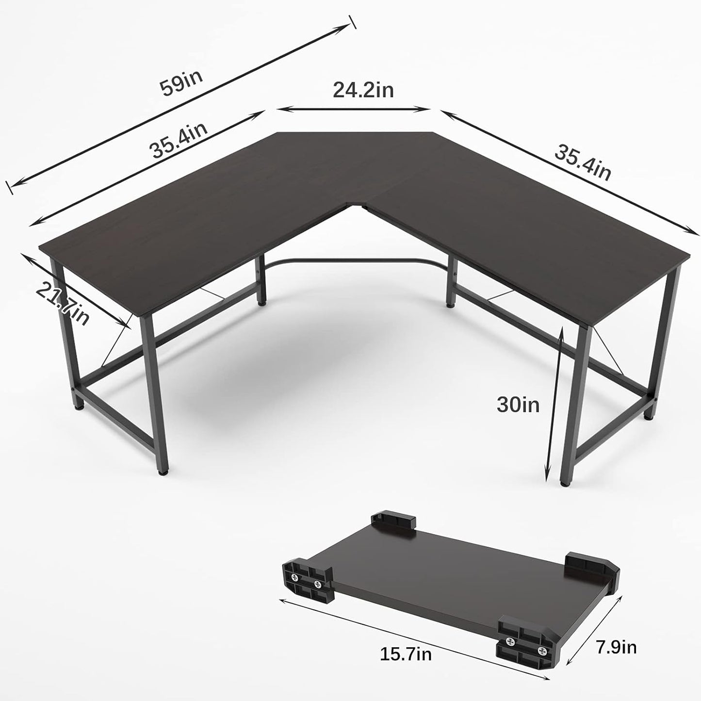 L Shaped Office Desk, L Desk Computer Corner Desk, 59 X 59 Inches Large L Shaped Desk for Home Office, Sturdy Writing Desk Writing Workstation Gaming Table