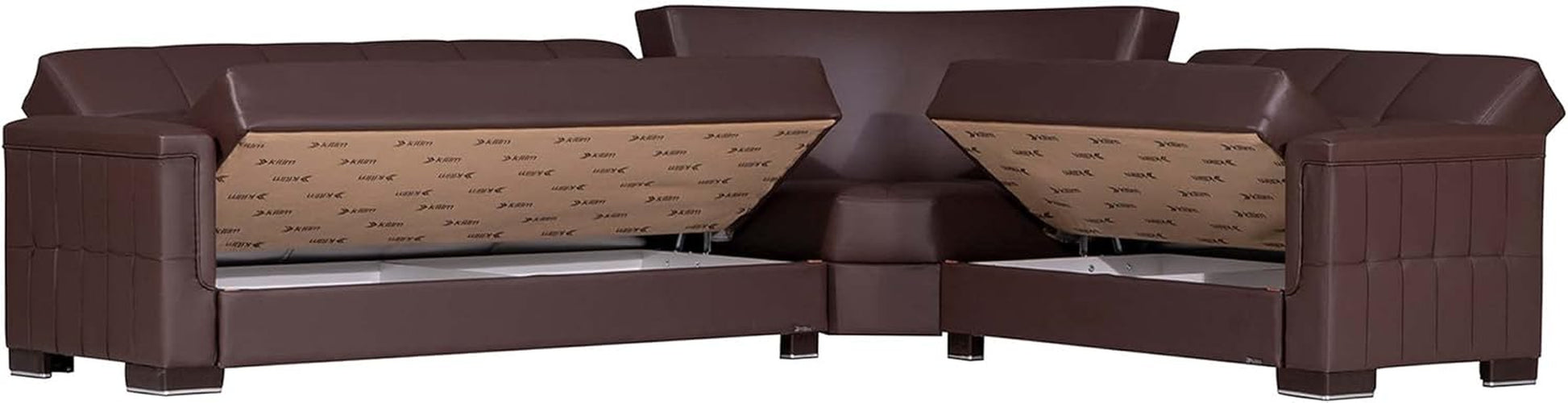 Collection Classics Pro Convertible Furniture with Storage, Sectional, Brown Leatherette