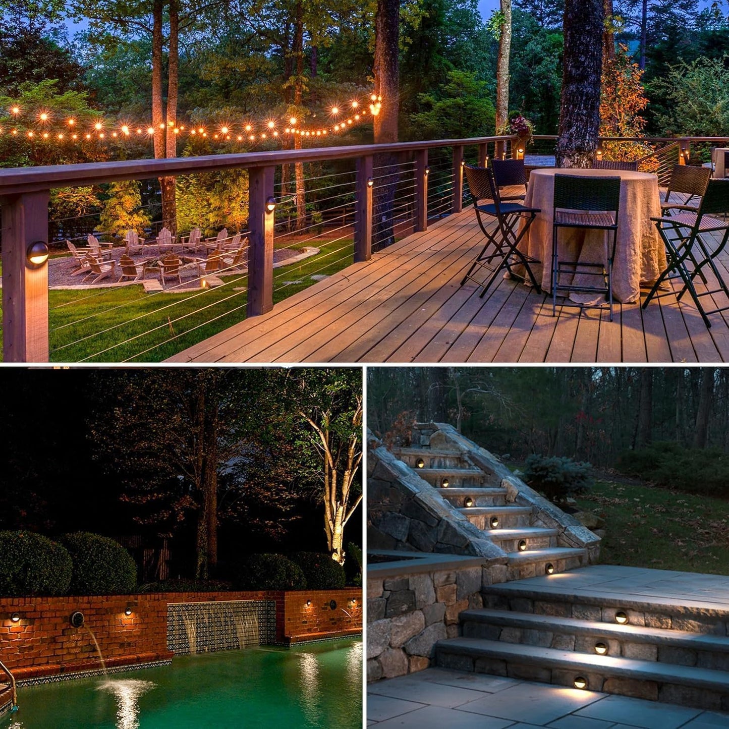 ® 2W LED Deck Lights (2 Pack) | Low Voltage Landscape Deck Lights Waterproof - 12V 3000K Outdoor Patio Lighting Step Lighting Deck Lighting | G4 LED Bulb (Bronze)