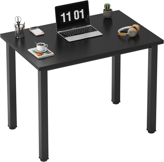 Small Desk, 31.5 Inch Sturdy Writing Desk for Small Spaces, Small Computer Desk Teens Desk Study Table Laptop Desk Home Ofice Desk, Black Metal Frame, Black