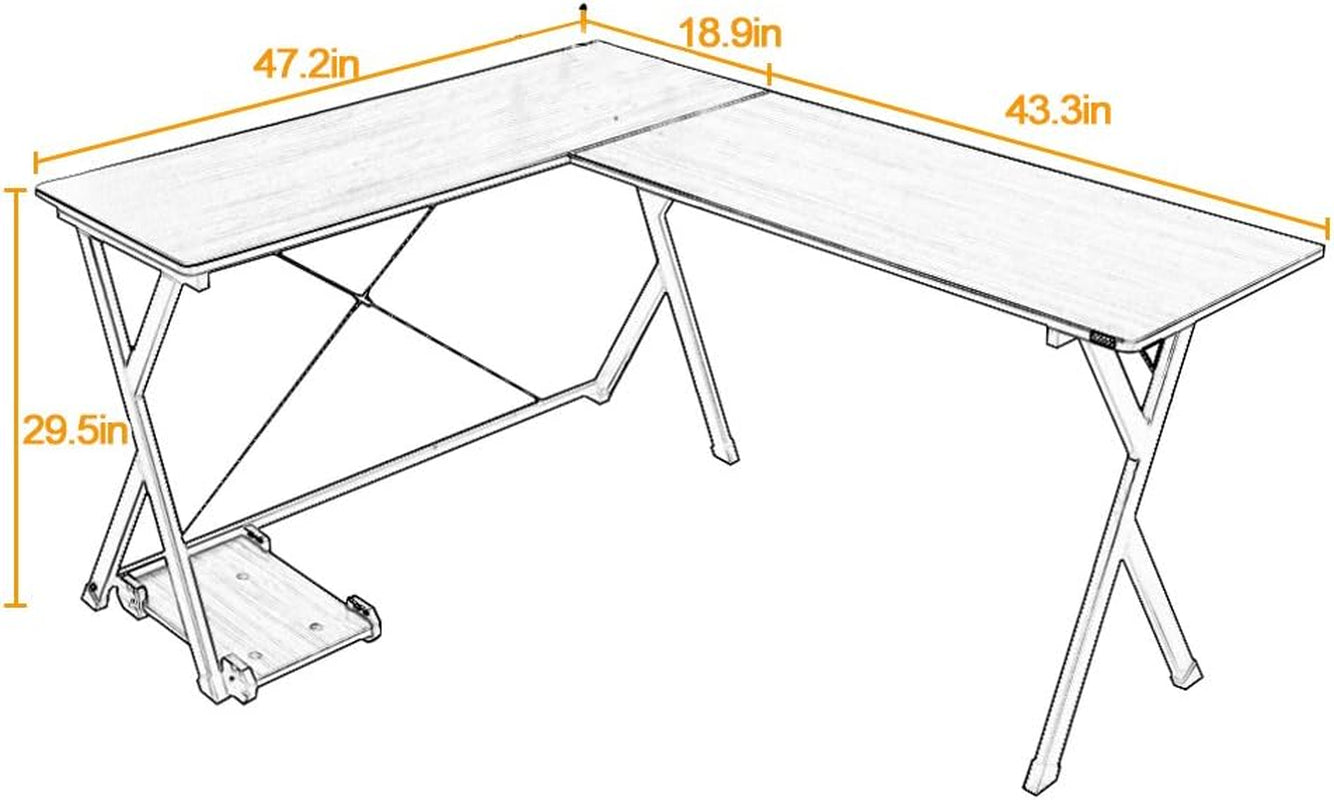 L-Shaped Desk Corner Table Computer Desk Workstation Desk PC Laptop Office Desk L Desk, Black BHUS-ZJ1-BK