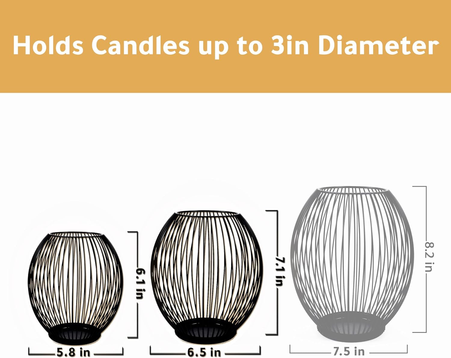 Outdoor Candle Holder Decor Set - Black Candle Holder - Candle Holders for Table Centerpiece - Hurricane Candle Holder for Pillar Candles Cage Candle Holders Black Wire Candle Holder Decorative