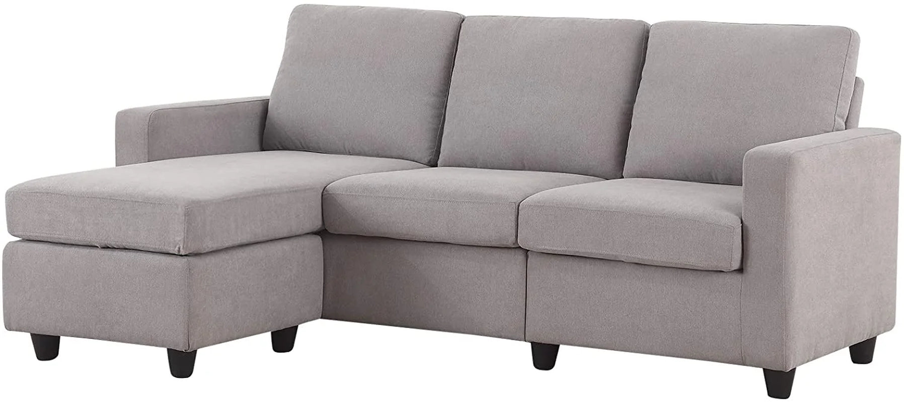 Convertible Sectional Sofa Couch, L-Shaped Couch with Modern Linen Fabric for Small Space Light Grey