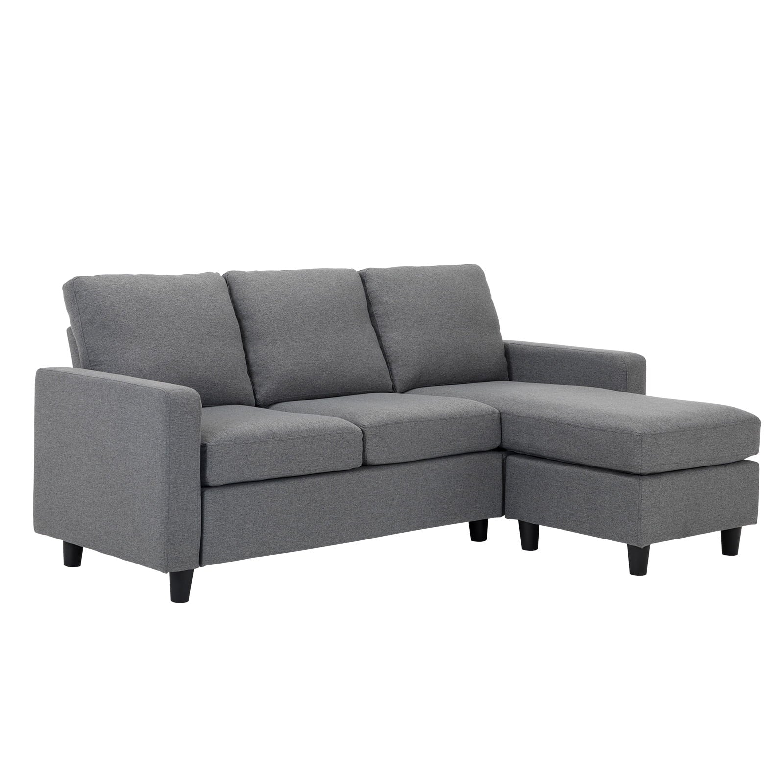 L Shaped Sofa Sectional Couch with Movable Ottoman for Living Room Furniture Set, Gray