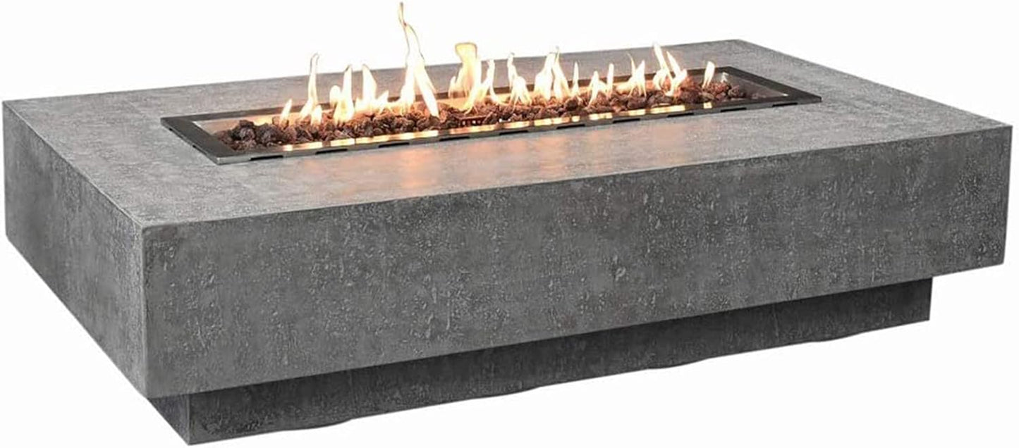 Hampton Concrete Fire Pit 56" X 32" Outdoor Patio Firepit Includes Lava Rocks 