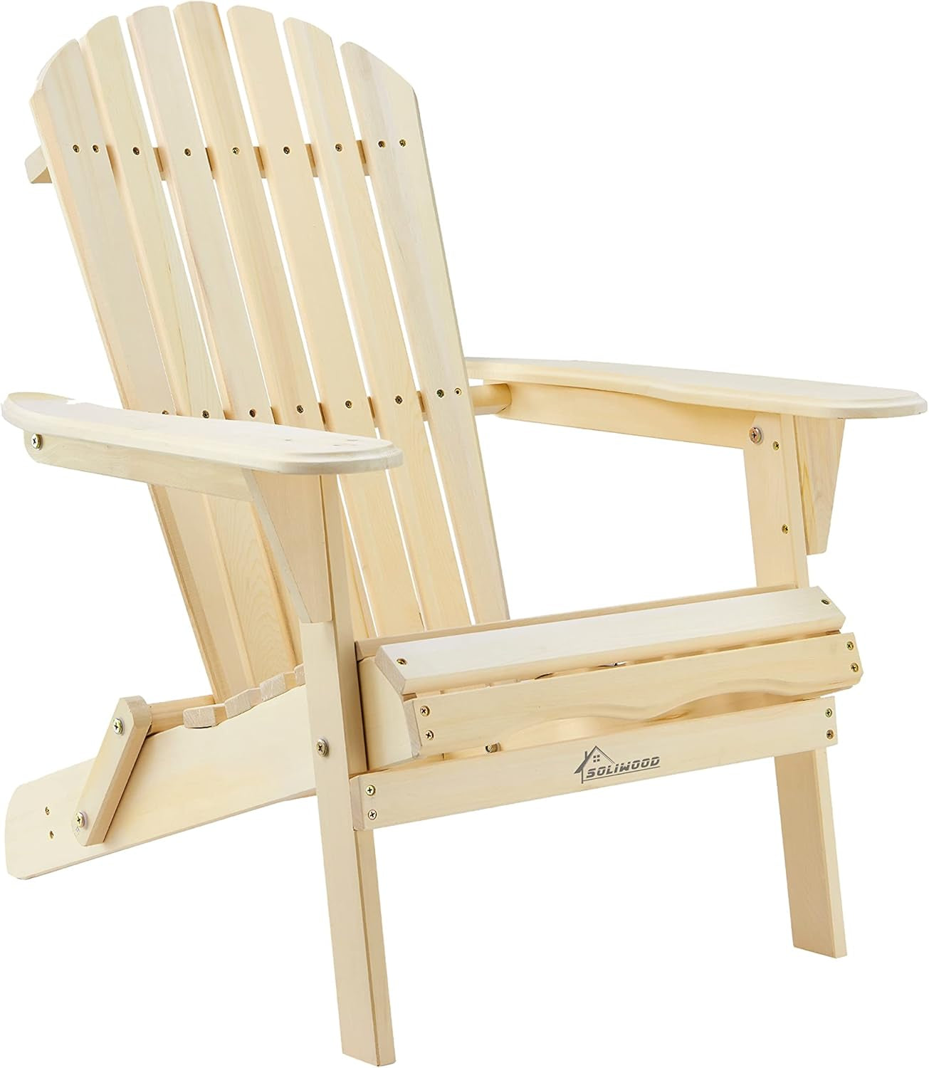 Wooden Folding Adirondack Chair, Half Pre-Assembled Wood Patio Lounge Chair 