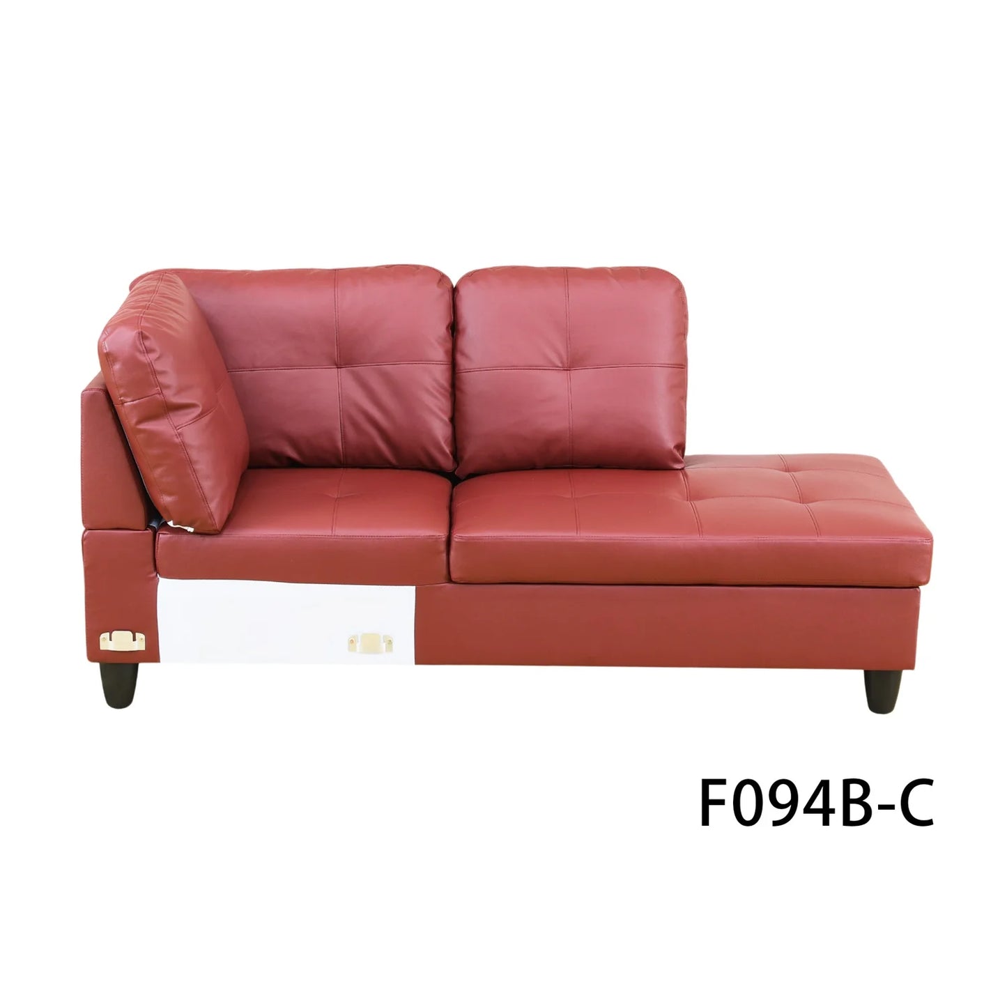 Semi PU Leather Sectional Sofa Couch Living Room Furniture Sets, Modern L Shaped Sectional Sofa Set, Red(No Ottoman)