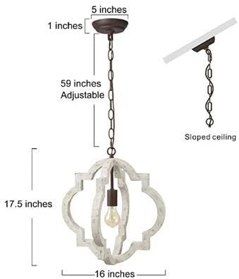 Farmhouse Chandeliers for Dining Rooms, Wood Orb Chandelier for Kitchen Island, Living Room, Bedroom, Foyer, D 16" X H 17.5"