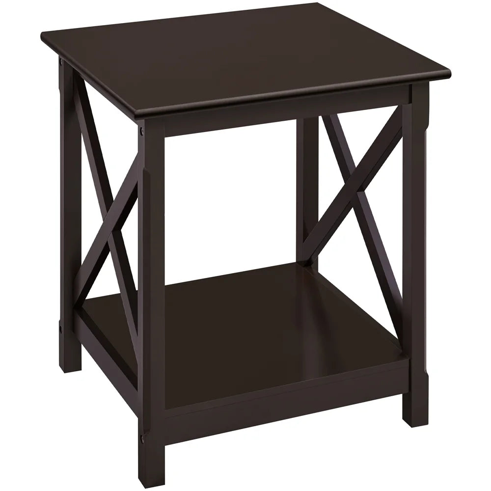 Modern X Design Wood End Table, Espresso