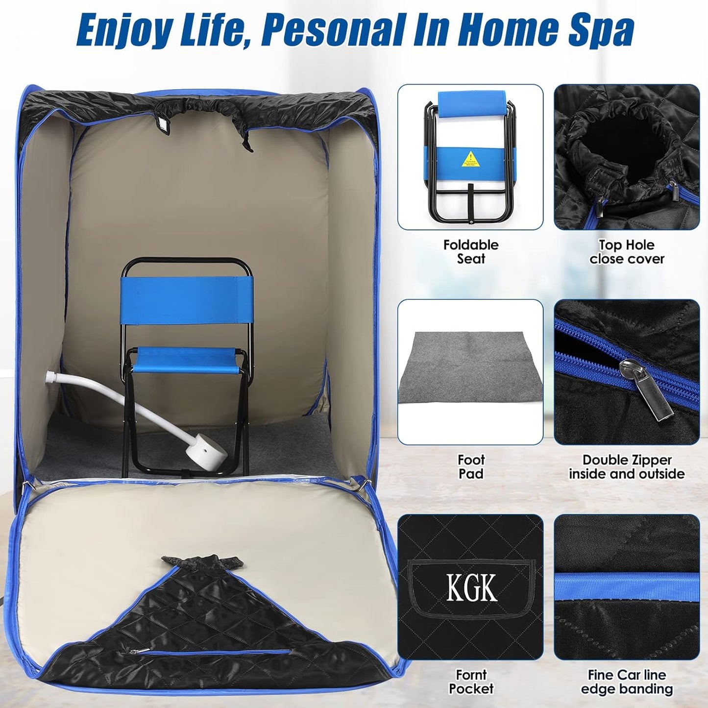 Portable Steam Sauna Full Body for Home Spa,Portable Sauna with Steamer 3L Personal Sauna at Home for Detox,Relaxation,Sports & Sweat Fast Heating Home Saunas with Remote Control,Fogger Option