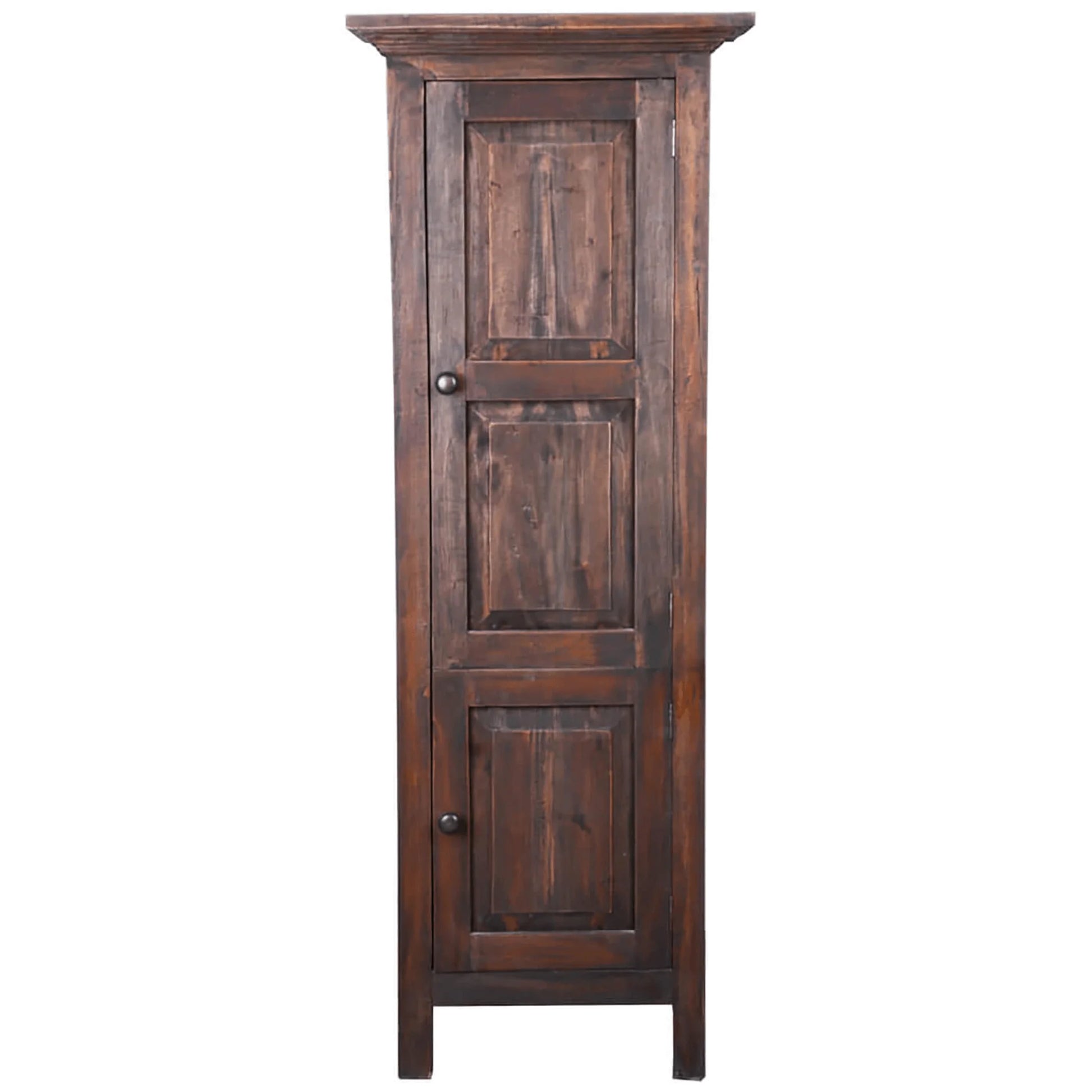 Cottage-Inspired Tall 2-Door Storage Cabinet in Raftwood Brown