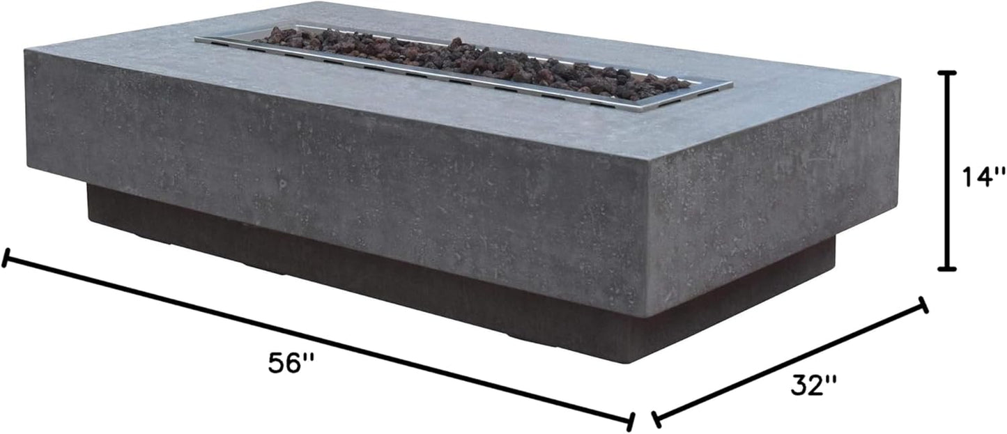 Hampton Concrete Fire Pit 56" X 32" Outdoor Patio Firepit Includes Lava Rocks 