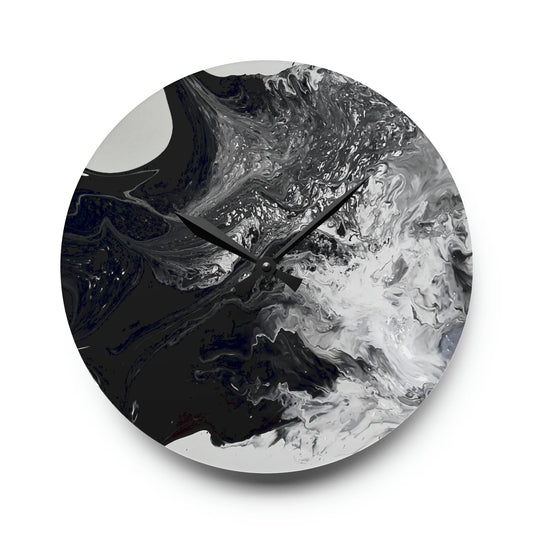 Black and White Abstract Wall Clock Collectible by Queennoble