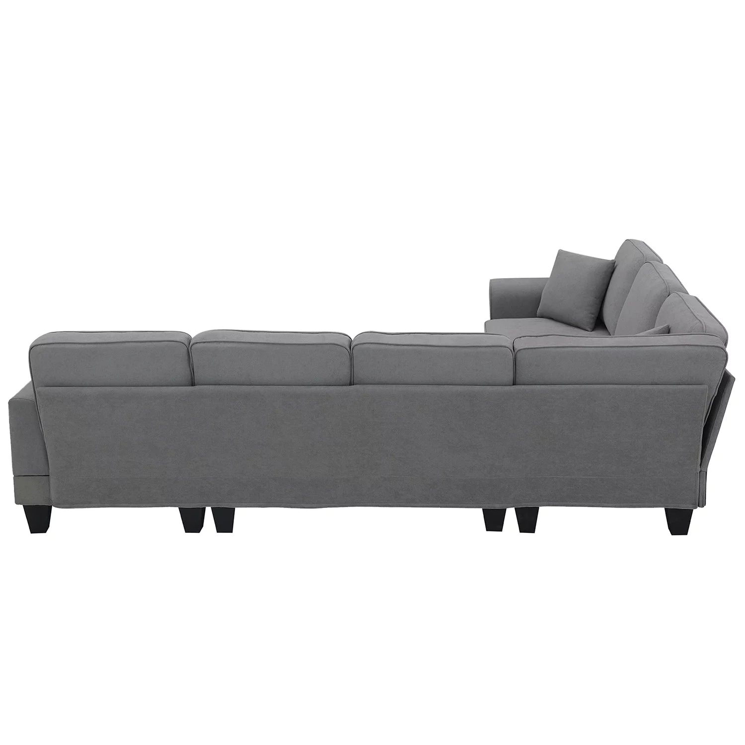 Convertible Modular Sectional Sofa with Chaise and Recliner,U Shaped Couch 7 Seat Fabric Sleeper Sofa for Living Room,Dark Gray