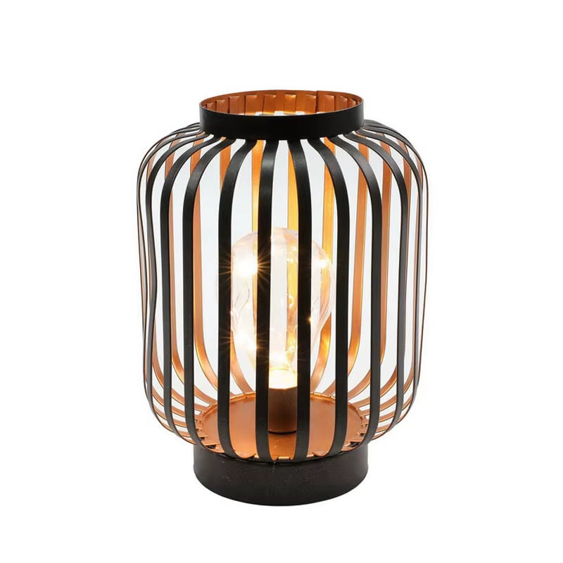 Metal Cage Battery Powered Table Lamp LED Candle Holder Lantern Cordless Lamp for Bedroom Wedding Party Patio Home Decor