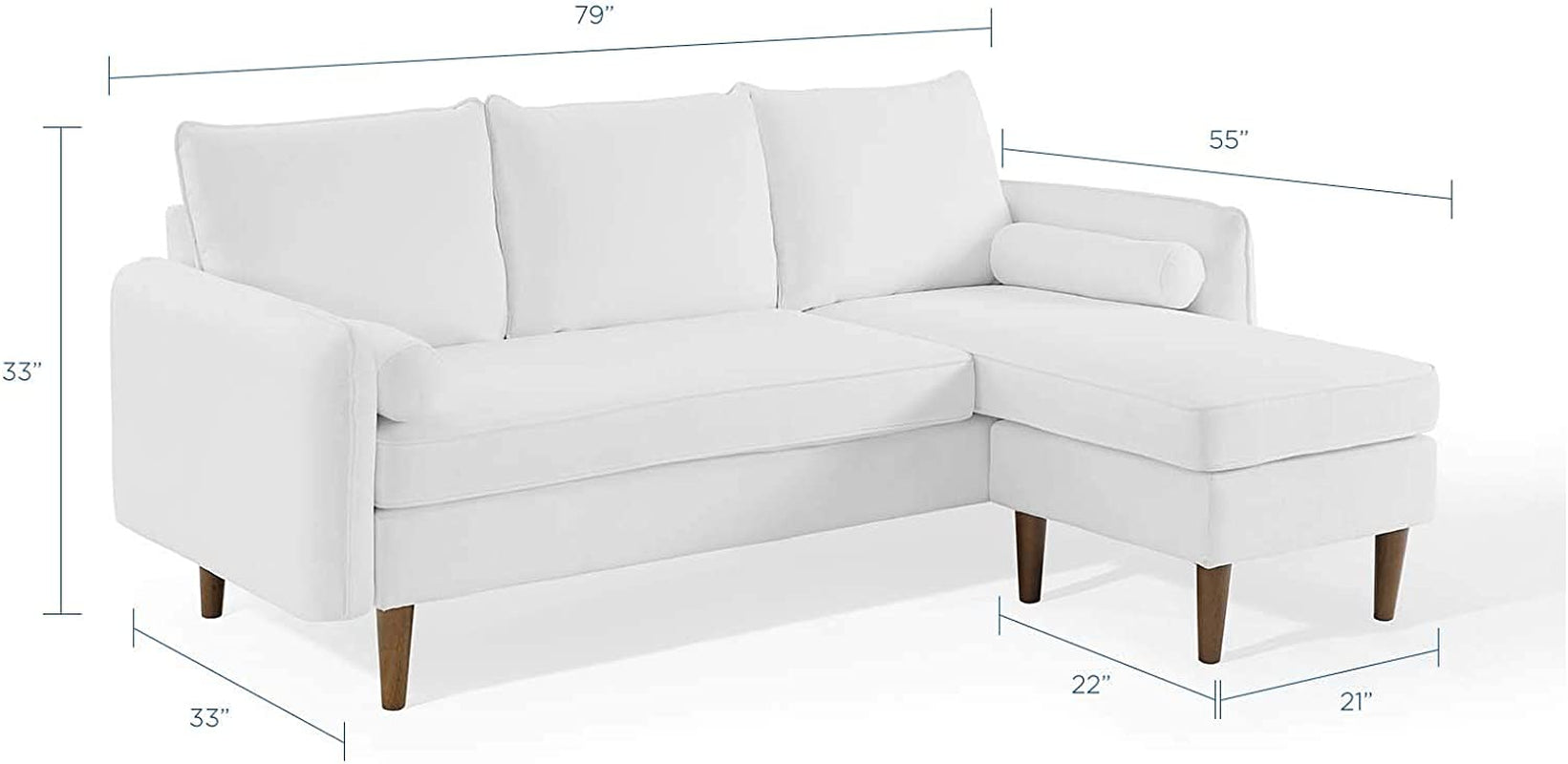 Revive Sofas, White, Right or Left Sectional Sofa