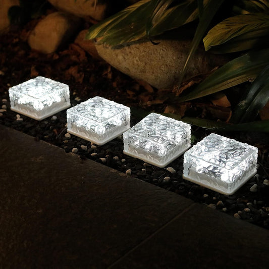 4Pcak Solar Brick Lights, Outdoor Solar Lights,-Pavers Lights,Solar Pathway Lights Outdoor Waterproof,For Garden Courtyard Pathway