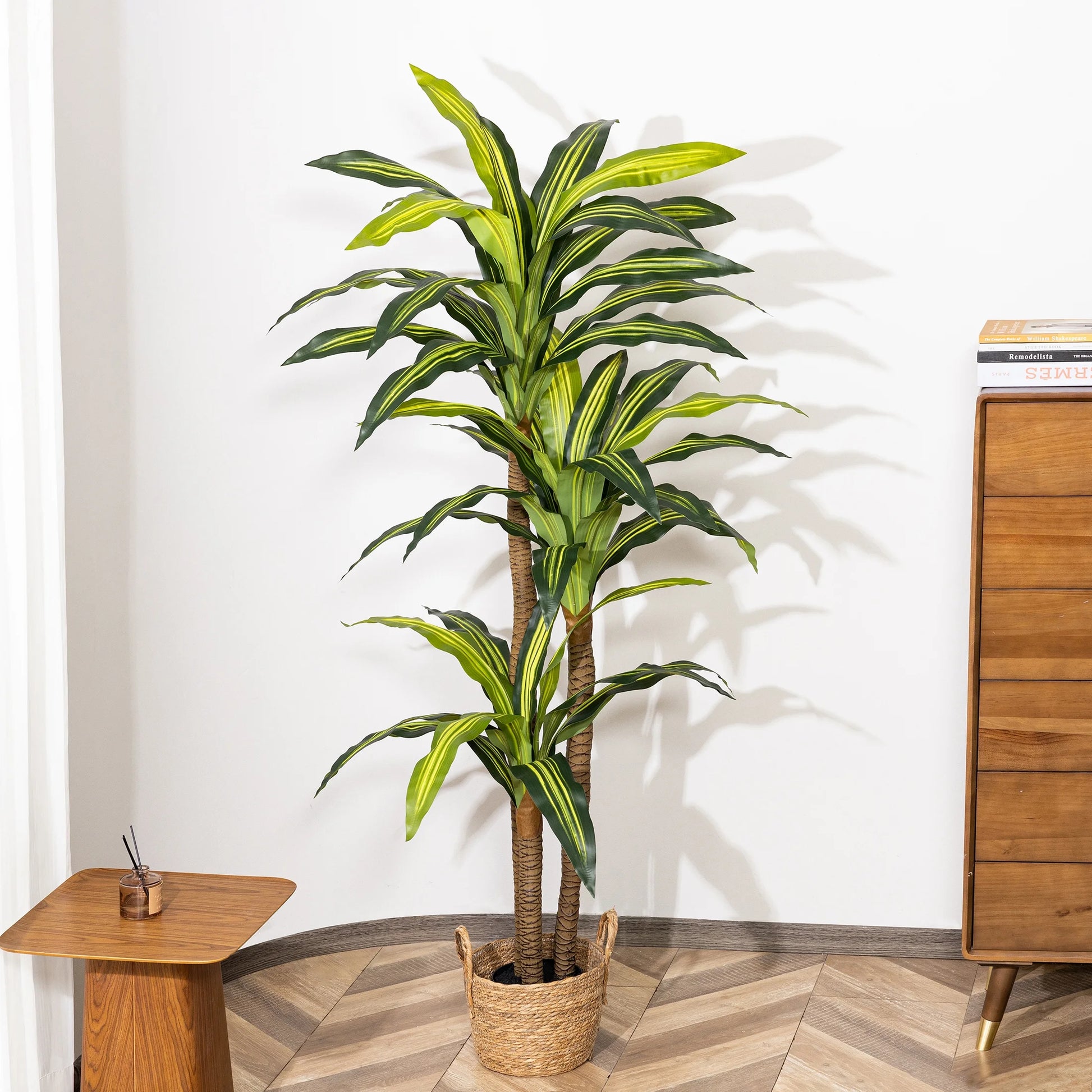 6Ft Artificial Dracaena Tree in Black Planter Pot