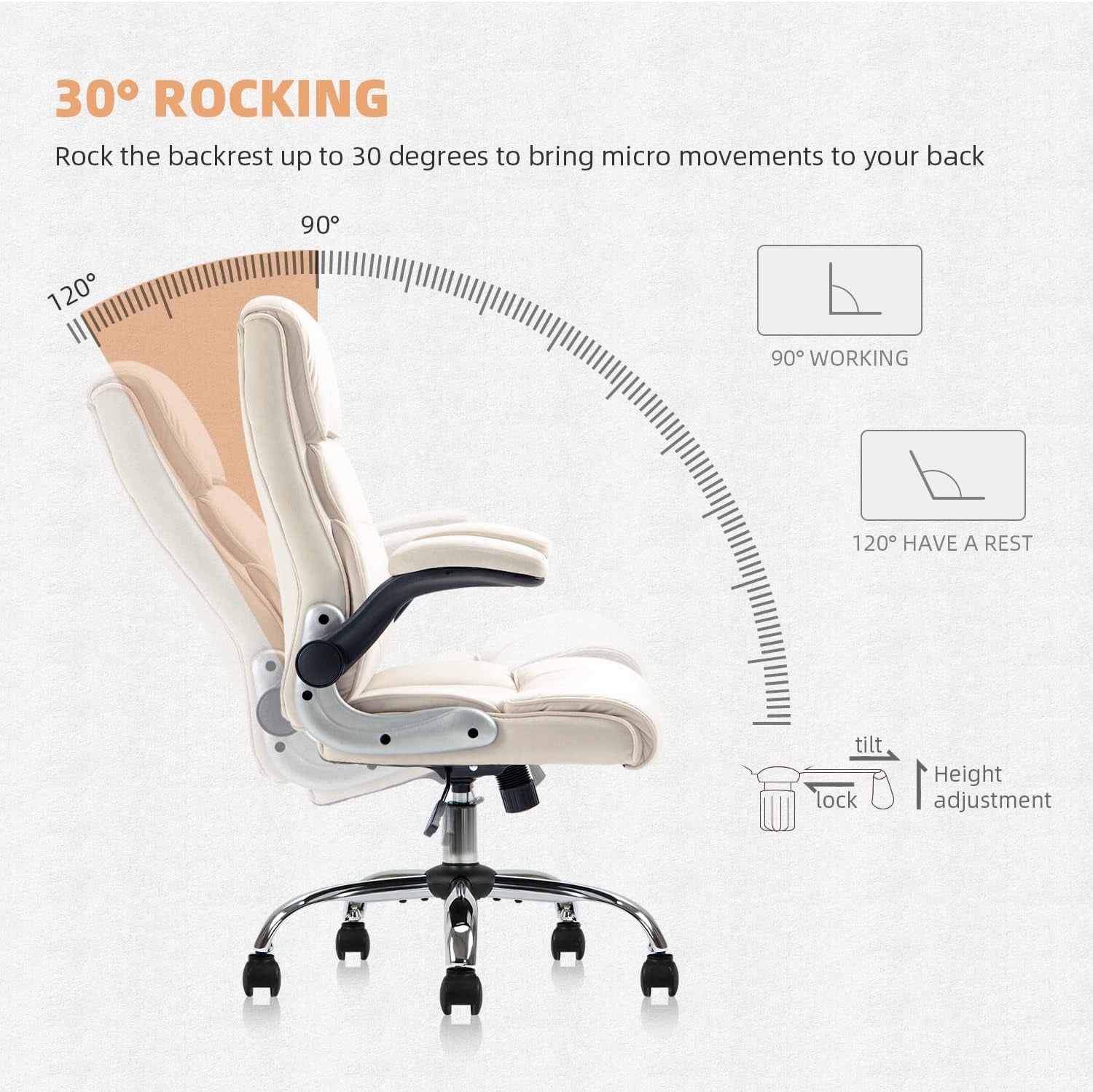 High Back Ergonomic Office Chair, Velvet Fabric Executive Desk Chair Computer Chair with Lumbar Support for Adults,Beige