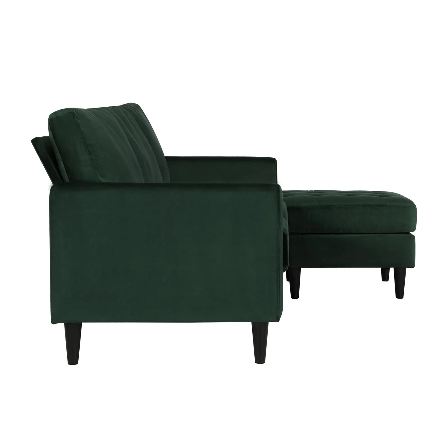 Cosmoliving Strummer Reversible Sectional Sofa Couch, Green Velvet