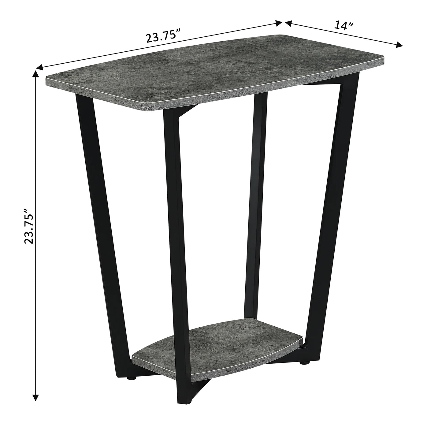 Graystone End Table with Shelf - Cement/Black