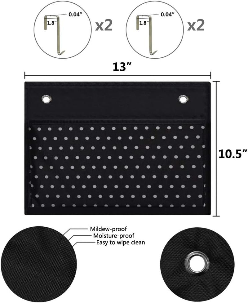 Wall Mount/Over Door File Hanging Storage Organizer - 4 Large Office Supplies File Document Organizer Holder for Office Supplies, School, Classroom, Office or Home Use, White Dots Pattern